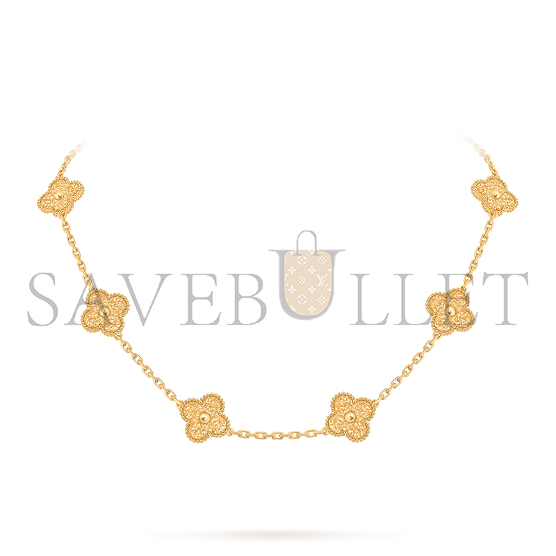 VAN CLEEF ARPELS VINTAGE ALHAMBRA NECKLACE, 10 MOTIFS YELLOW GOLD VCARO1ID00
